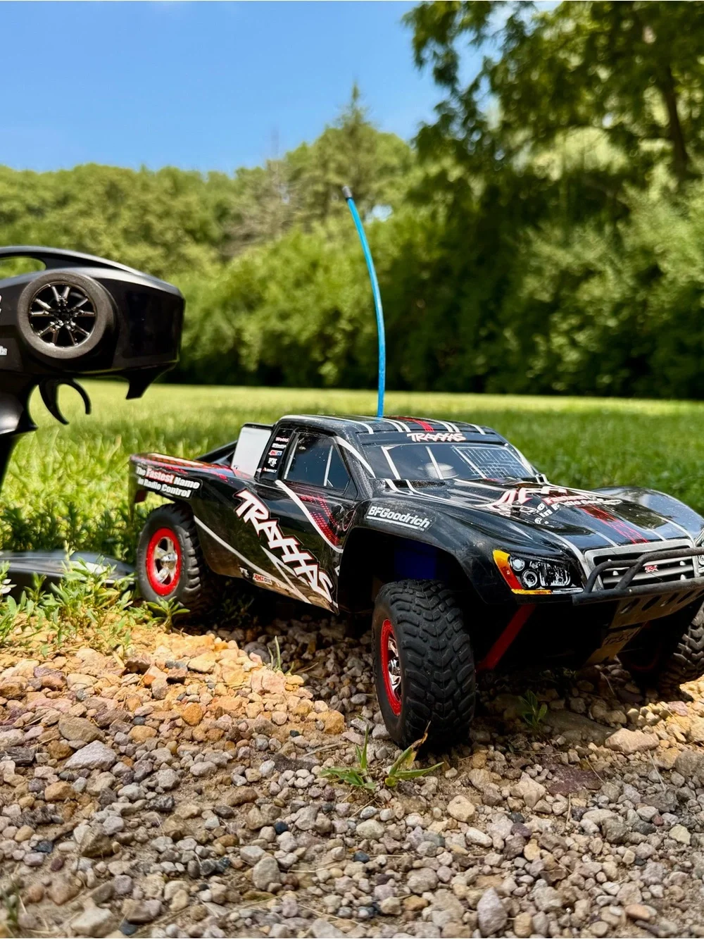 Traxxas Black RC Short Course Truck with Red Accents